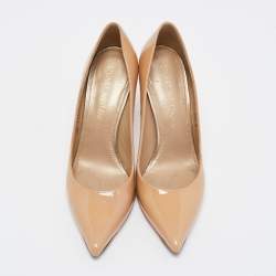 Stuart Weitzman Beige Patent Leather Pointed Toe Pumps Size 36