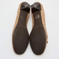 Stuart Weitzman Brown Python Embossed Leather Loafer Pumps Size 38.5