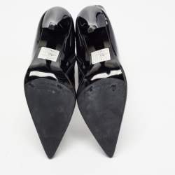 Pre Owned Stuart Weitzman Black Patent Zip Ankle Boots Size 38 