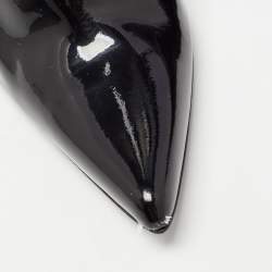 Pre Owned Stuart Weitzman Black Patent Zip Ankle Boots Size 38 