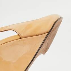 Stuart Weitzman Beige Leather Peep Toe Slingback Wedge Pumps Size 37