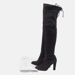 Pre Owned Stuart Weitzman Black Suede Knee Length Boots Size 37.5