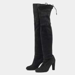 Pre Owned Stuart Weitzman Black Suede Knee Length Boots Size 37.5
