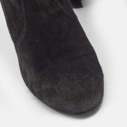 Pre Owned Stuart Weitzman Black Suede Knee Length Boots Size 37.5