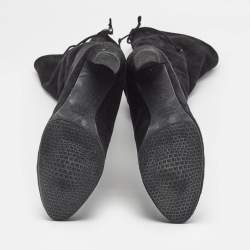 Pre Owned Stuart Weitzman Black Suede Knee Length Boots Size 37.5