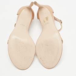 Stuart Weitzman Beige Leather Nudistsong Ankle Strap Sandals Size 37