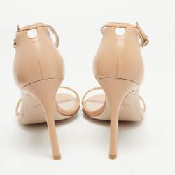 Stuart Weitzman Beige Leather Nudistsong Ankle Strap Sandals Size 37