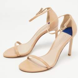 Stuart Weitzman Beige Leather Nudistsong Ankle Strap Sandals Size 37