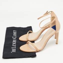 Stuart Weitzman Beige Leather Nudistsong Ankle Strap Sandals Size 37