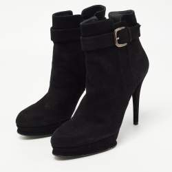 Stuart Weitzman Black Suede Safetybe Ankle Length Boots Size 40