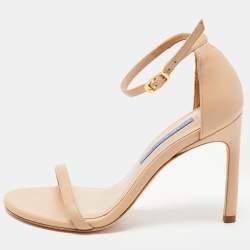 Stuart Weitzman Beige Leather Ankle Strap Sandals Size 35