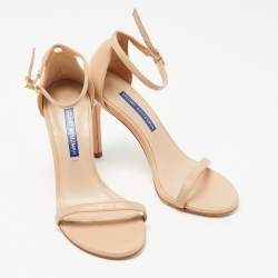 Stuart Weitzman Beige Leather Ankle Strap Sandals Size 35