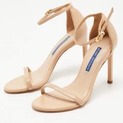 Stuart Weitzman Beige Leather Ankle Strap Sandals Size 35