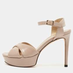 Stuart Weitzman Beige Leather Ankle Strap Sandals Size 34.5