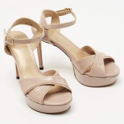 Stuart Weitzman Beige Leather Ankle Strap Sandals Size 34.5