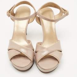 Stuart Weitzman Beige Leather Ankle Strap Sandals Size 34.5