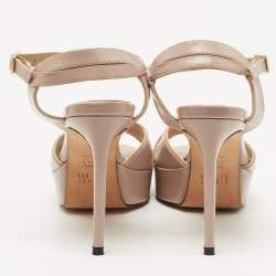 Stuart Weitzman Beige Leather Ankle Strap Sandals Size 34.5