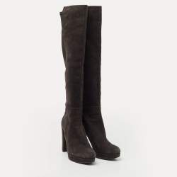 Stuart Weitzman Dark Grey Suede Knee Length Boots Size 39.5