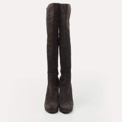 Stuart Weitzman Dark Grey Suede Knee Length Boots Size 39.5