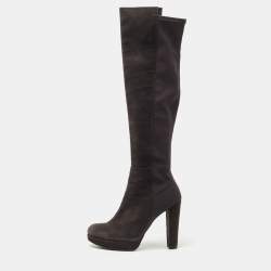 Stuart Weitzman Dark Grey Suede Knee Length Boots Size 39.5
