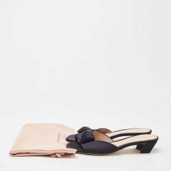 Stuart Weitzman Black Satin Bow Mules Size 41