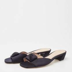 Stuart Weitzman Black Satin Bow Mules Size 41