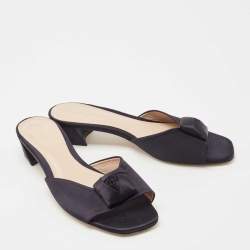 Stuart Weitzman Black Satin Bow Mules Size 41