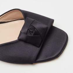 Stuart Weitzman Black Satin Bow Mules Size 41