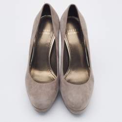 Stuart Weitzman Grey Suede Block Heel Pumps Size 37.5