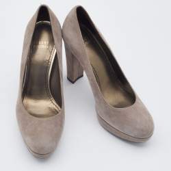 Stuart Weitzman Grey Suede Block Heel Pumps Size 37.5