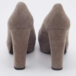 Stuart Weitzman Grey Suede Block Heel Pumps Size 37.5