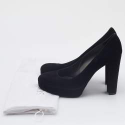 Stuart Weitzman Black Suede Block Heel Pumps Size 38