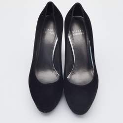 Stuart Weitzman Black Suede Block Heel Pumps Size 38