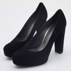 Stuart Weitzman Black Suede Block Heel Pumps Size 38