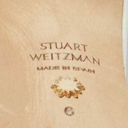 Pre Owned Stuart Weitzman White Leather Ankle Strap Sandals Size 36.5