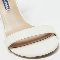 Pre Owned Stuart Weitzman White Leather Ankle Strap Sandals Size 36.5