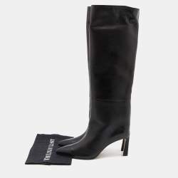 Stuart Weitzman Black Leather Pointed Toe Knee Length Boots Size 38.5