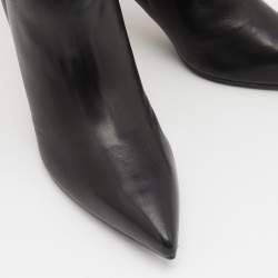 Stuart Weitzman Black Leather Pointed Toe Knee Length Boots Size 38.5