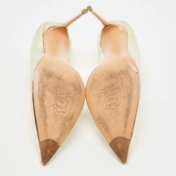 Stuart Weitzman Gold Foil Leather Pointed Toe Pumps Size 40.5