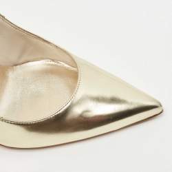 Stuart Weitzman Gold Foil Leather Pointed Toe Pumps Size 40.5