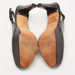 Stuart Weitzman Black Leather Platform Slingback Pumps Size 36
