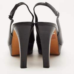 Stuart Weitzman Black Leather Platform Slingback Pumps Size 36