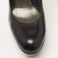 Stuart Weitzman Black Leather Platform Slingback Pumps Size 36