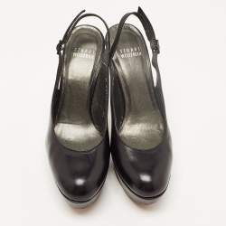 Stuart Weitzman Black Leather Platform Slingback Pumps Size 36