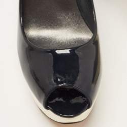 Stuart Weitzman Black Patent Leather Platform Peep Toe Pumps Size 35.5