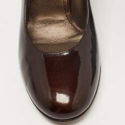 Stuart Weitzman Brown Patent Leather Round Toe Pumps Size 35.5
