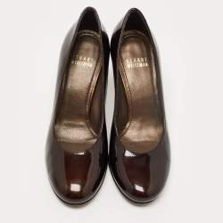 Stuart Weitzman Brown Patent Leather Round Toe Pumps Size 35.5
