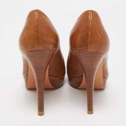 Stuart Weitzman Brown Leather Platform Pumps Size 35