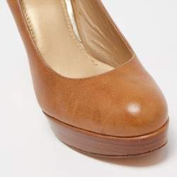Stuart Weitzman Brown Leather Platform Pumps Size 35