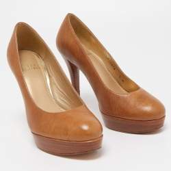 Stuart Weitzman Brown Leather Platform Pumps Size 35